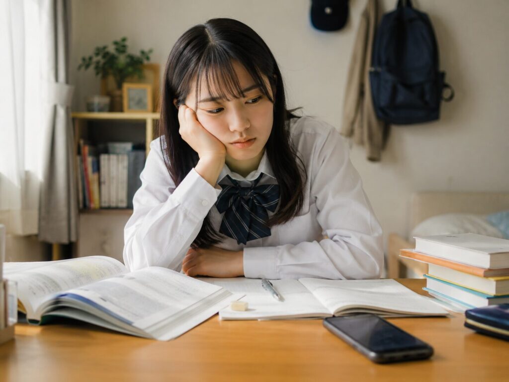 自宅で勉強に集中できず悩む受験生