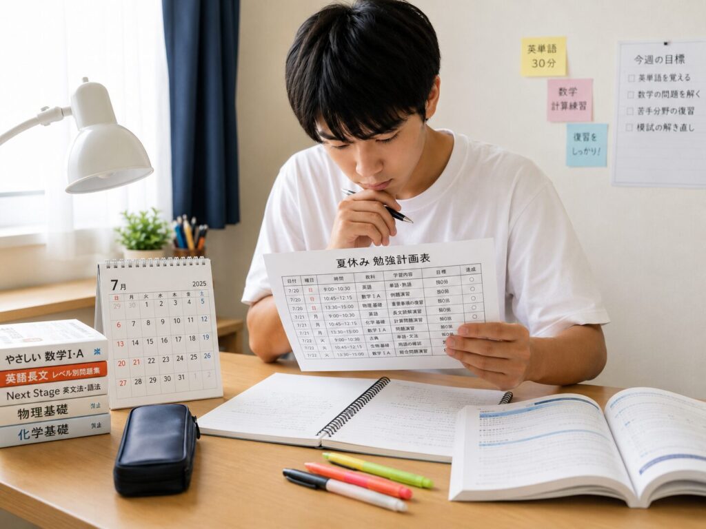 夏休みの勉強計画がうまくいかない主な理由