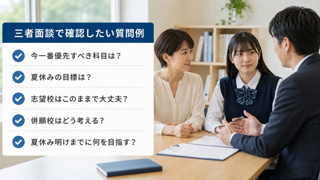三者面談で先生に確認したい質問例