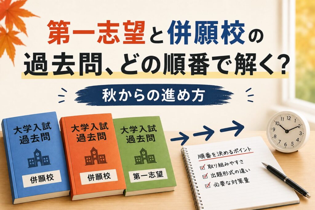 第一志望と併願校の過去問を解く順番を考えるアイキャッチ画像