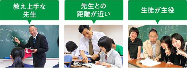 「教え上手な先生」「先生との距離が近い」「生徒が主役」