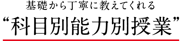 基礎から丁寧に教えてくれる“科目別能力別授業”