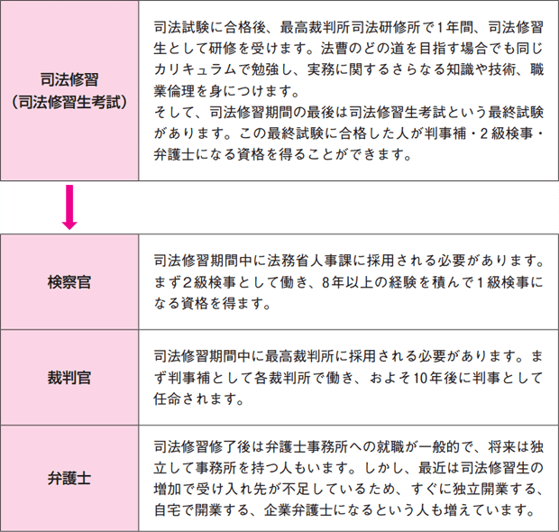 法曹職に就くためのステップ